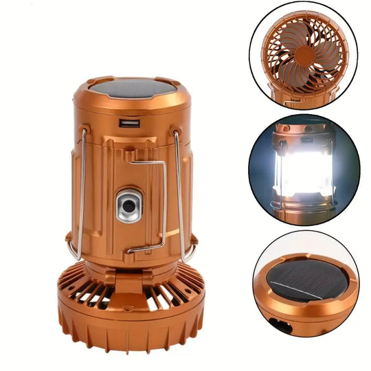 Portable Hand Crank Solar Lantern with Fan & USB Charger