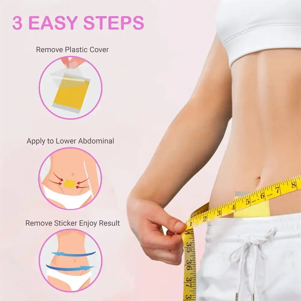 Yellow adhesive waistband sticker for body contouring.