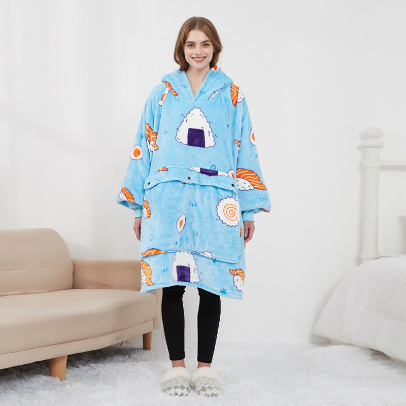 USB Heated Hoodie Blanket - Plush Double Layer Sweatshirt
