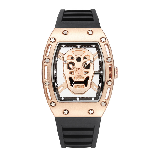 Men's Waterproof Quartz Sports Watch with Skull Design