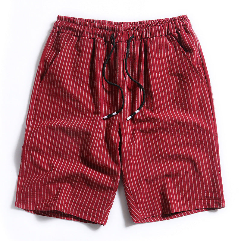 Men's Striped Cotton Five-Point Shorts
