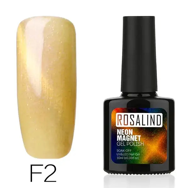 F2 neon magnet gel polish in a sleek black bottle with a vibrant, galaxy-inspired label.