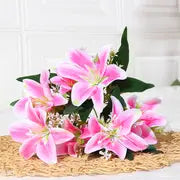 Lifelike Artificial Lily Flower Bouquet for Decoration