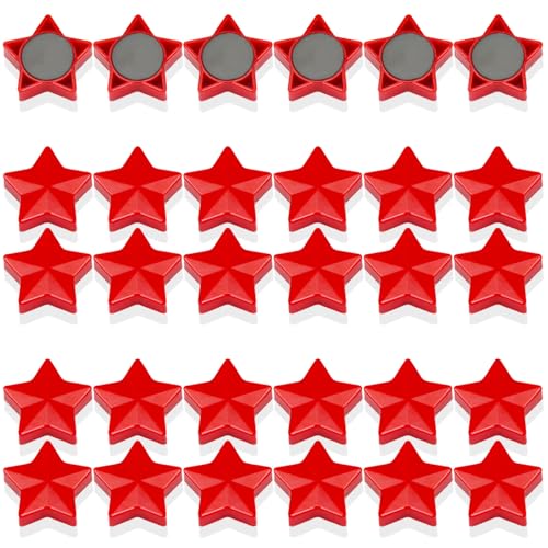 PYJLBX Fridge Magnets 30 Pcs Magnet Strong Magnets Refrigerator Magnets Small Magnets for Whiteboard Star Heavy Duty Magnets Cute Mini Magnets for Fridge Locker Kitchen Office Classroom (Red)