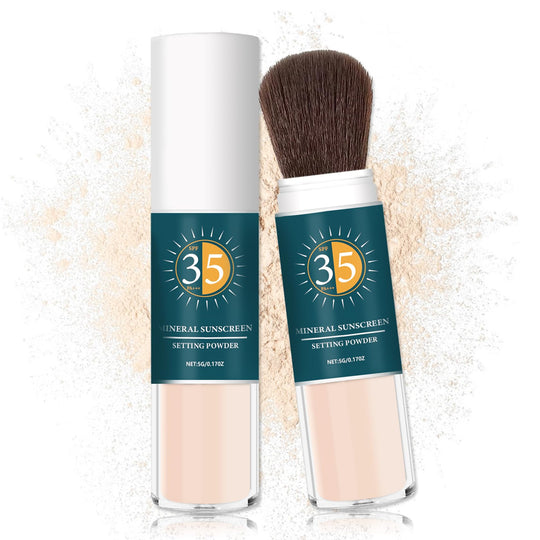 Sunscreen Setting Powder Mineral Sunscreen Powder SPF 35 PA+++ Soft Focus Matte Long Lasting Concealer Brighten Oil Control Powder Makeup For Natural Flawless Face #01 Translucent
