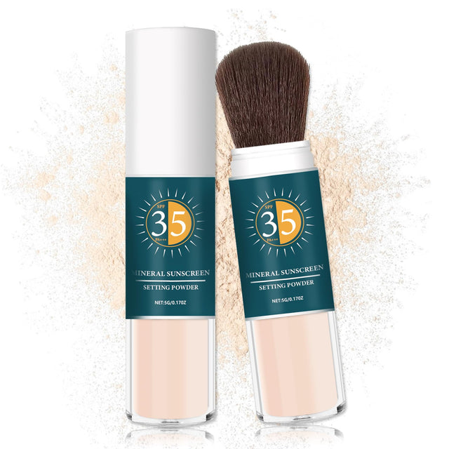 Sunscreen Setting Powder Mineral Sunscreen Powder SPF 35 PA+++ Soft Focus Matte Long Lasting Concealer Brighten Oil Control Powder Makeup For Natural Flawless Face #01 Translucent