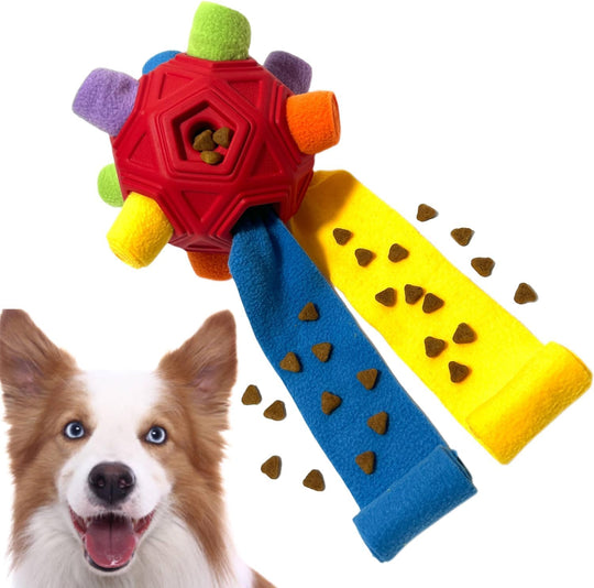 YEENER Upgraded Interactive Snuffle Ball Dog Toys Unbreakable Portable Dog Enrichment Chew Toys Encourage Foraging Skills Training Puzzle Feeders Toy for Small Medium Dogs (Red)