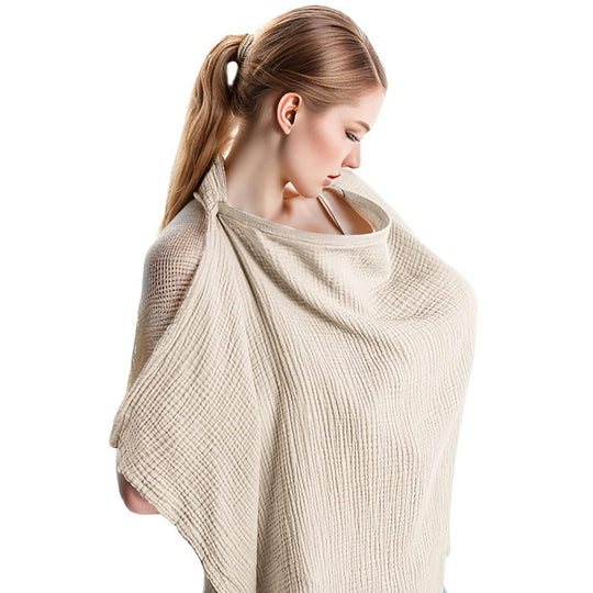 ZMD Muslin Nursing Cover for Breastfeeding Breathable Cotton Breastfeeding Cover for Mom Adjustable Neckline Privacy Feeding Covers with Rigid Hoop for Mother Nursing Apron Multi-use Carseat Canopy