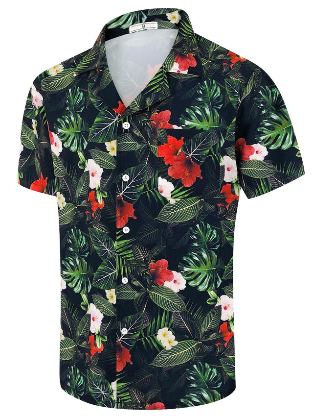 Hawaiian Shirts for Men Unisex Summer Beach Casual Short Sleeve Button Down Shirts Floral Vacation Print Aloha Shirts