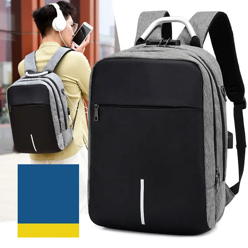 Men’s Anti-Theft USB Backpack for Laptops