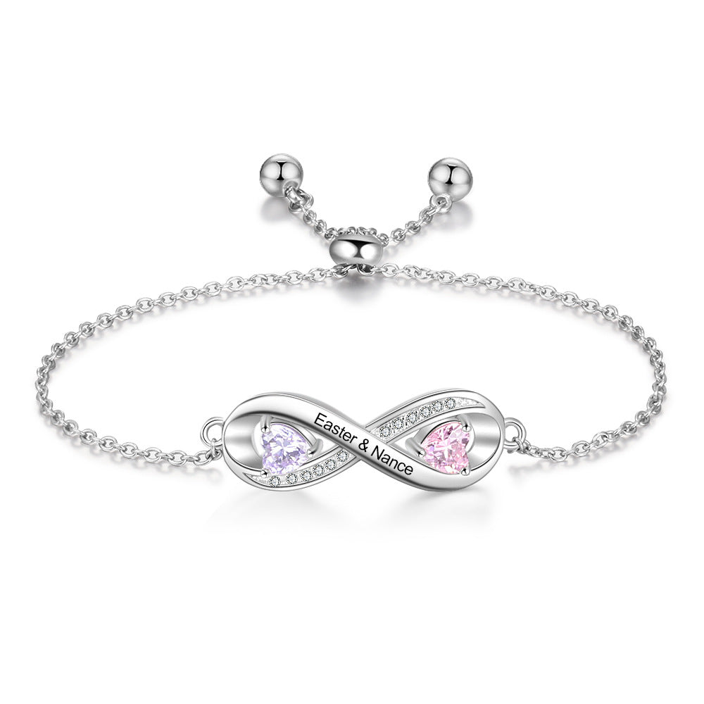 Personalized Engraved Name Bracelet with Birthstone