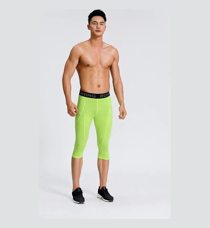 Men's Quick-Drying Breathable Cropped Tights in Milk Silk