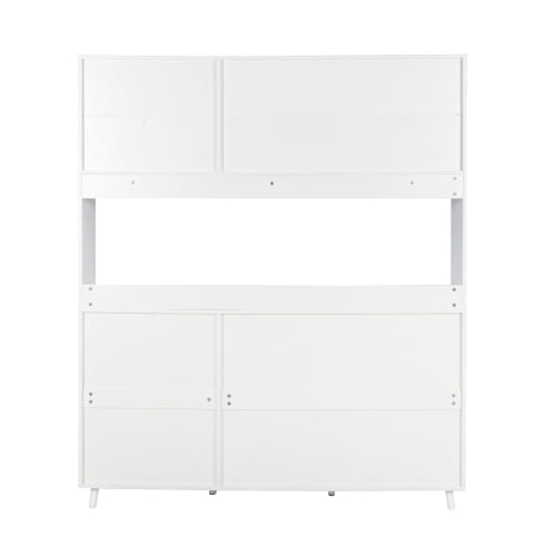 63W Large Kitchen Hutch Cabinet Freestanding Pantry Cabinets Storage Kitchen Cupboard With 4 Doors 4 Drawers &