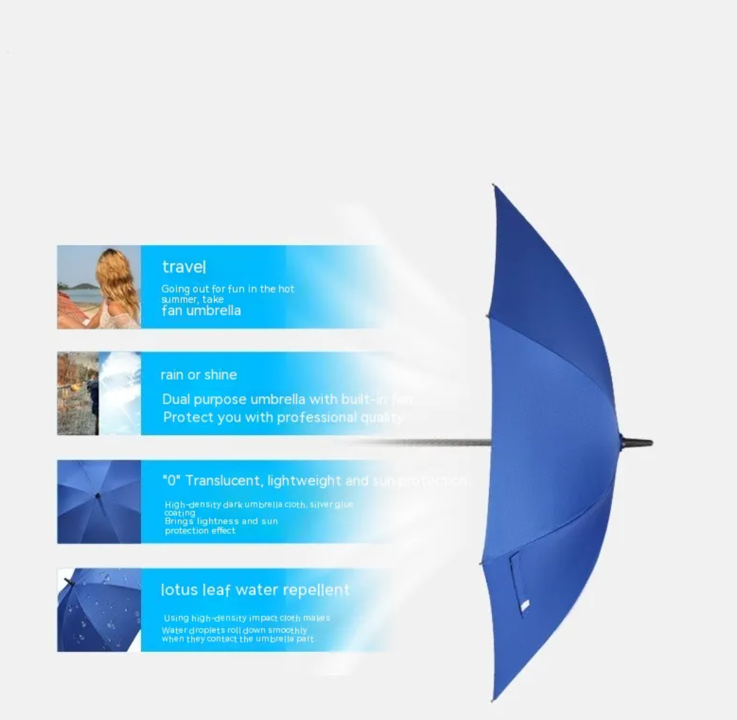Cooling Mist Umbrella with Fan and Sprayer
