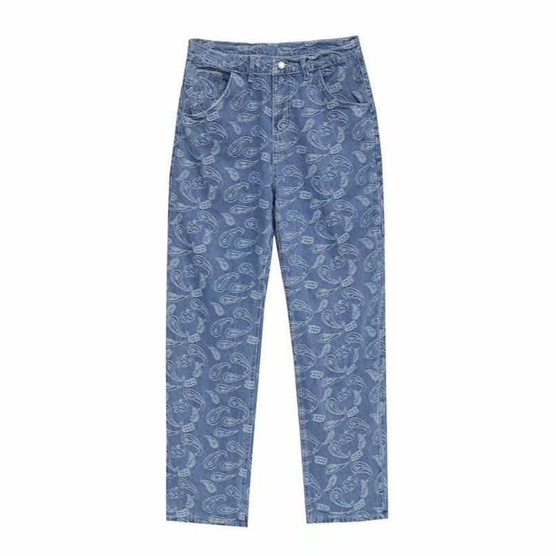 Men's Large Size Embroidered Wide Leg Hip-Hop Jeans
