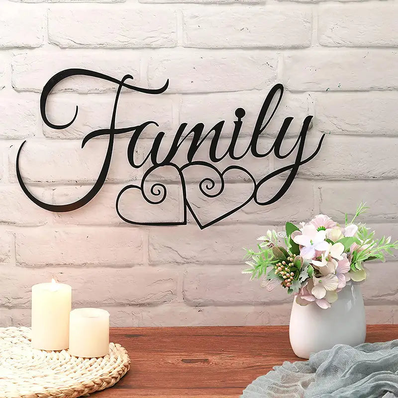 Metal Family Sign Wall Art for Home Decor (1pc)
