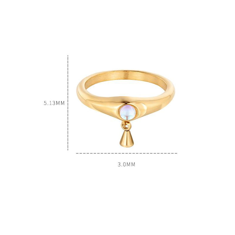 Three-Dimensional Minimalist Pearl Titanium Steel Ring