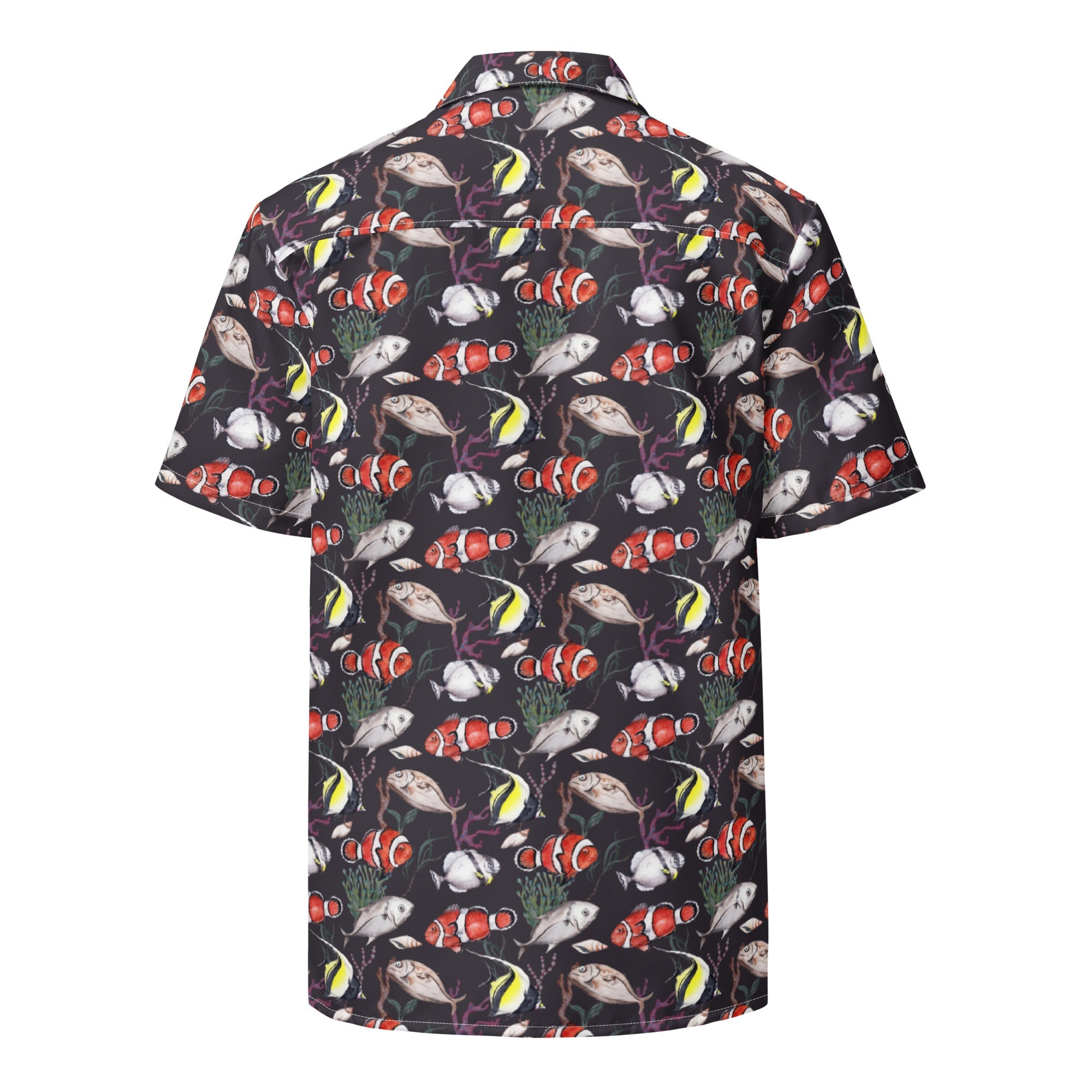 Murky Reef Tropical Saltwater Fish Hawaiian Button Shirt: Dive into Underwater Elegance!