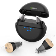 BEVI 12 Channel Digital Hearing Aids with Charging Case Rechargeable Hearing Aids for Seniors Adults Hearing Aids for Seniors Rechargeable with Noise Cancelling OTC Invisible Hearing Aid Black