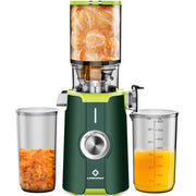 Rush Clear Cold Press Juicer Slow Juicer Machines with No-Prep 4.35"Feed Chute Fit Whole Fruits & Vegetables LINKChef Juicer Machines Easy to Clean 42oz Capacity 200w Green