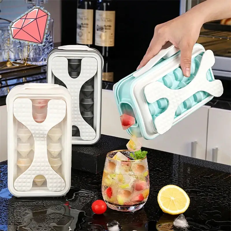Light blue and white silicone ice cube tray with a unique x-shaped design