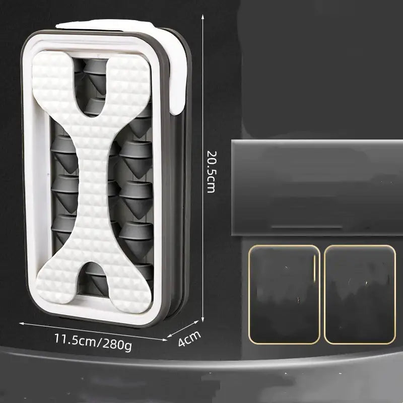 White and gray silicone ice cube tray with a textured, diamond-patterned surface.