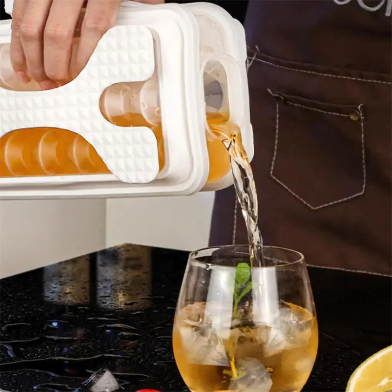 White silicone ice cube tray with textured grip and molded compartments.