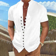 2023 Men's Slim Fit Solid Color Short Sleeve Shirt