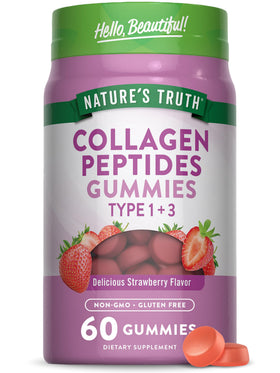 Natures Truth Collagen Gummies for Women | 60 Count Type 1 and 3 | Strawberry Flavor | Non-GMO Gluten Free Collagen Peptide Supplement