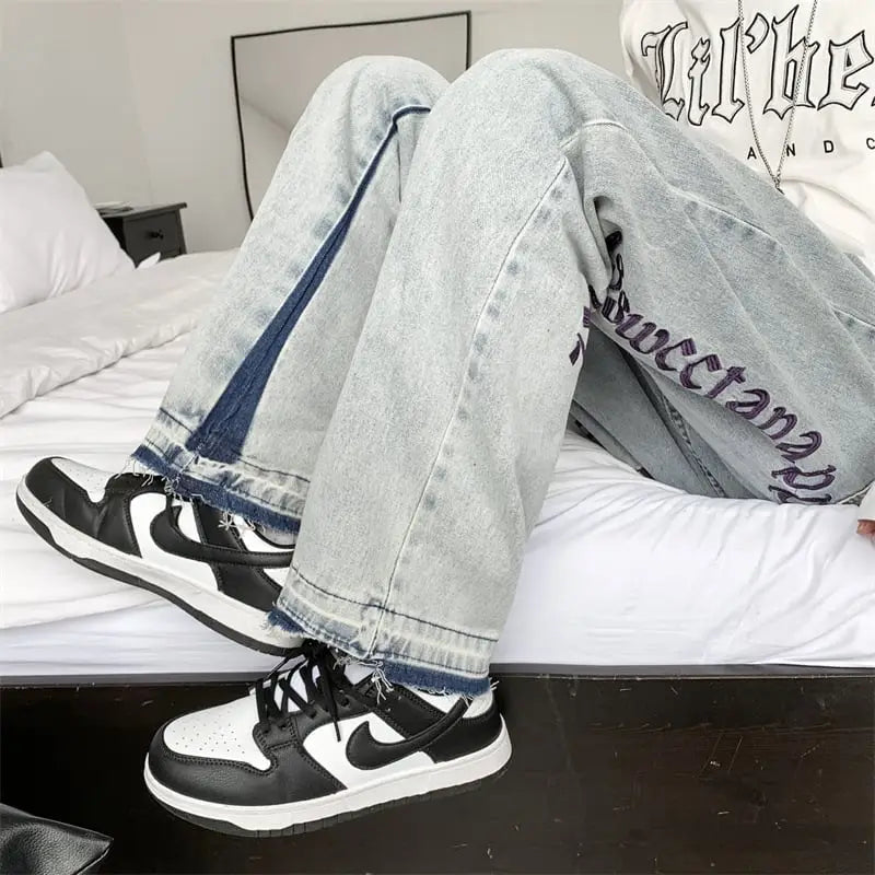 Men’s Denim Loose-Fitting Straight-Leg Wide-Leg Pants