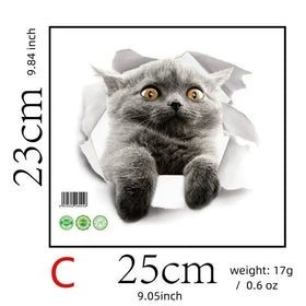 3D Hole View Cat Wall Sticker for Kids Room Decoration