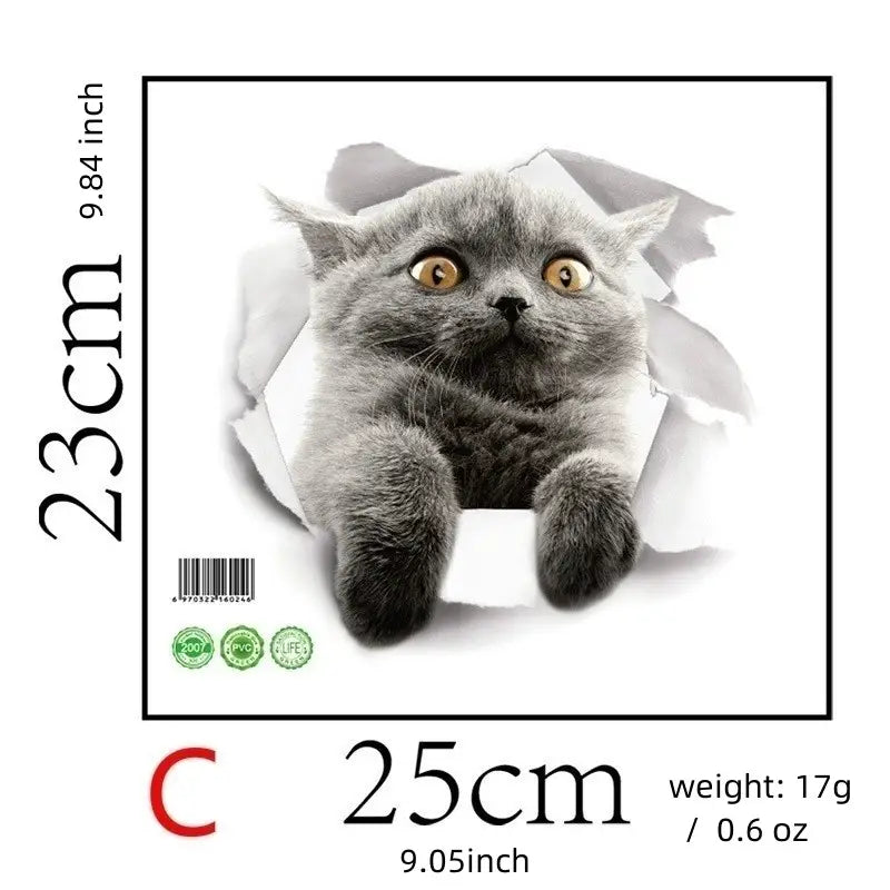 3D Hole View Cat Wall Sticker for Kids Room Decoration