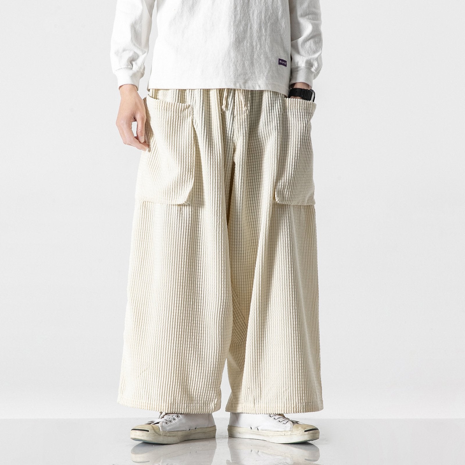 Men's Loose Fit Wide Leg Corduroy Pants
