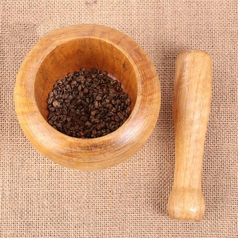 Wooden Garlic Masher and Mortar Kitchen Gadgets