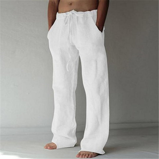 Men's Casual Loose Fit Cotton Linen Drawstring Pants