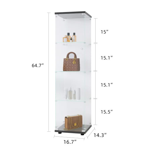 Glass Display Cabinet 4 With Gantry Floor-to-ceiling Rare Bookshelf Suitable For Living Room Bedroom Office