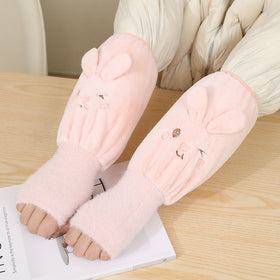 Long Sleeve Insulated Coat with Gloves for Women