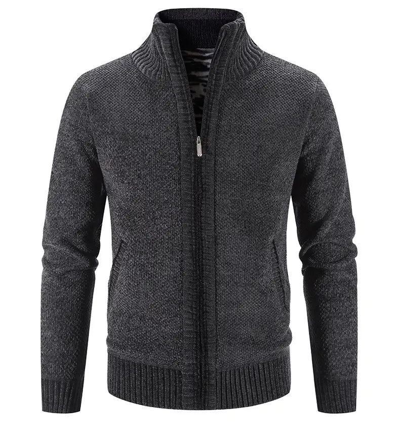 Men’s Fleece Lined Knitwear Jacket for Autumn Winter