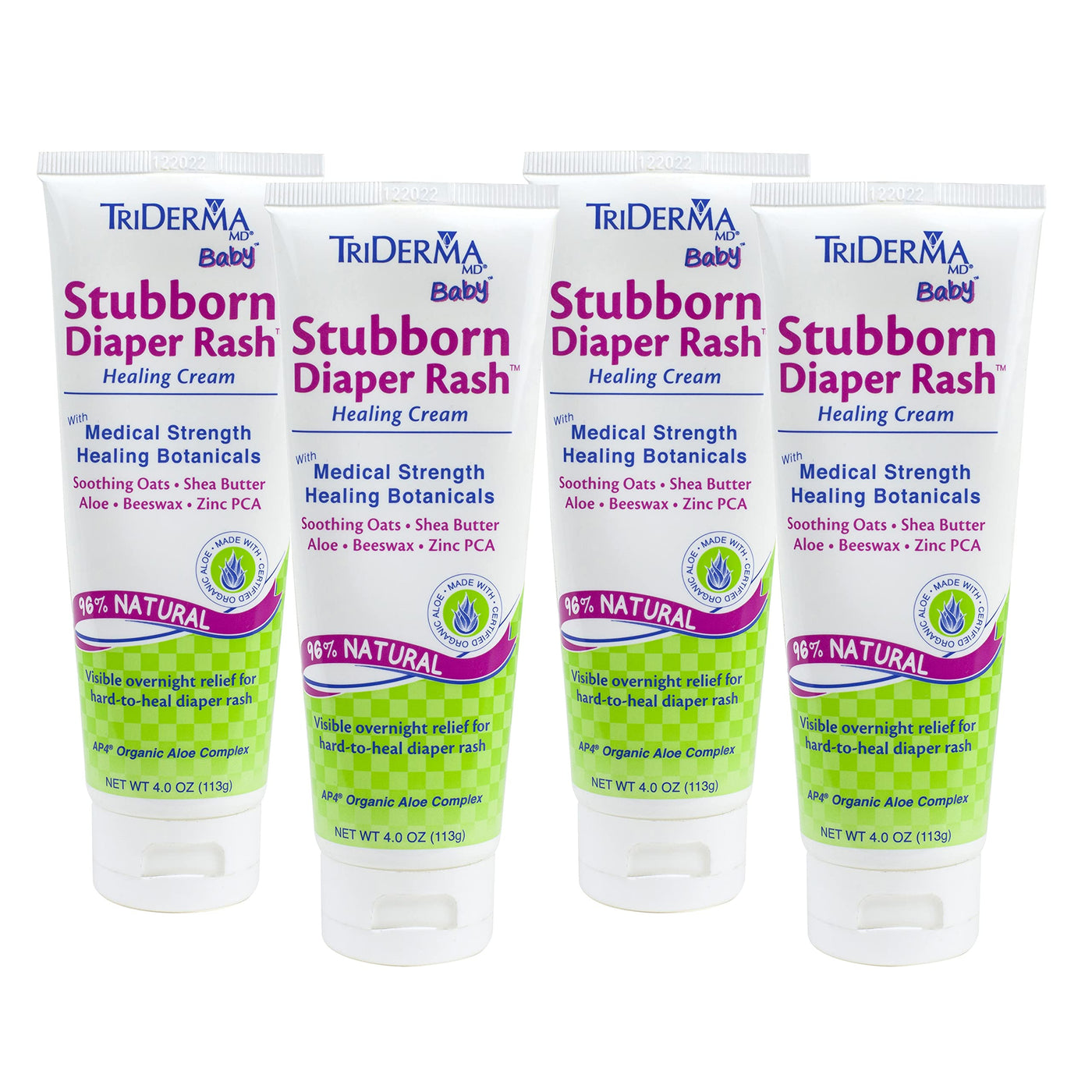TriDerma MD Baby Stubborn Diaper Rash Healing Cream Healing for Hard-to-Heal Diaper Rash Treat and Prevent Diaper Rash and Seal Out Wetness Non-Greasy Diaper Rash Ointment 4.0 oz each 4 Pack