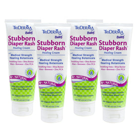 TriDerma MD Baby Stubborn Diaper Rash Healing Cream Healing for Hard-to-Heal Diaper Rash Treat and Prevent Diaper Rash and Seal Out Wetness Non-Greasy Diaper Rash Ointment 4.0 oz each 4 Pack