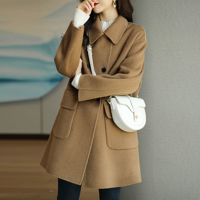 Mid-Length Woolen Coat for Women