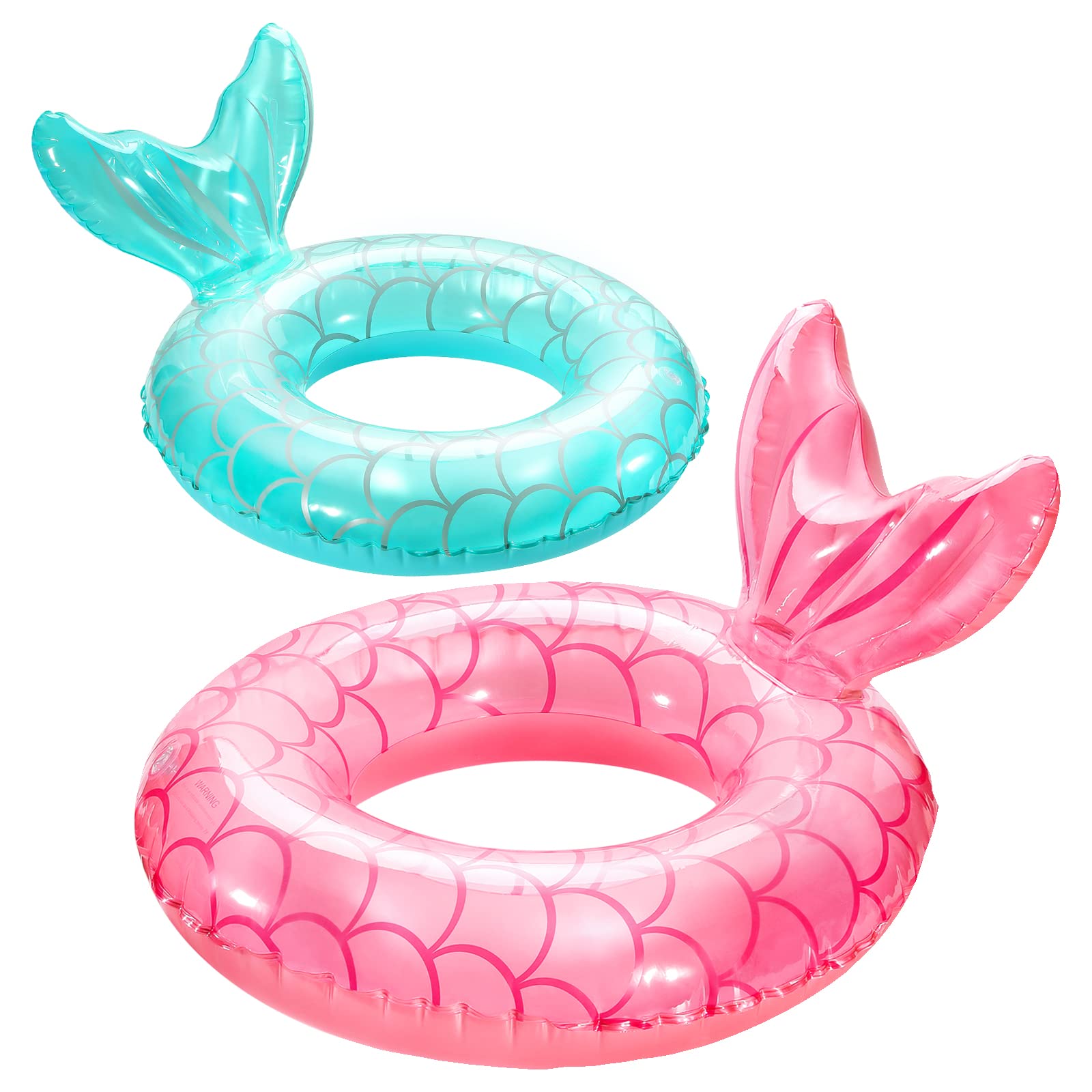 HeySplash Mermaid Pool Float Mermaid Tail Shaped Pool Swimming Float Tube Ring Floatie Water Fun Beach Party Swimming Pool Toys for Kids Adults Water Activities 70cm Diameter Rose Gold + Blue