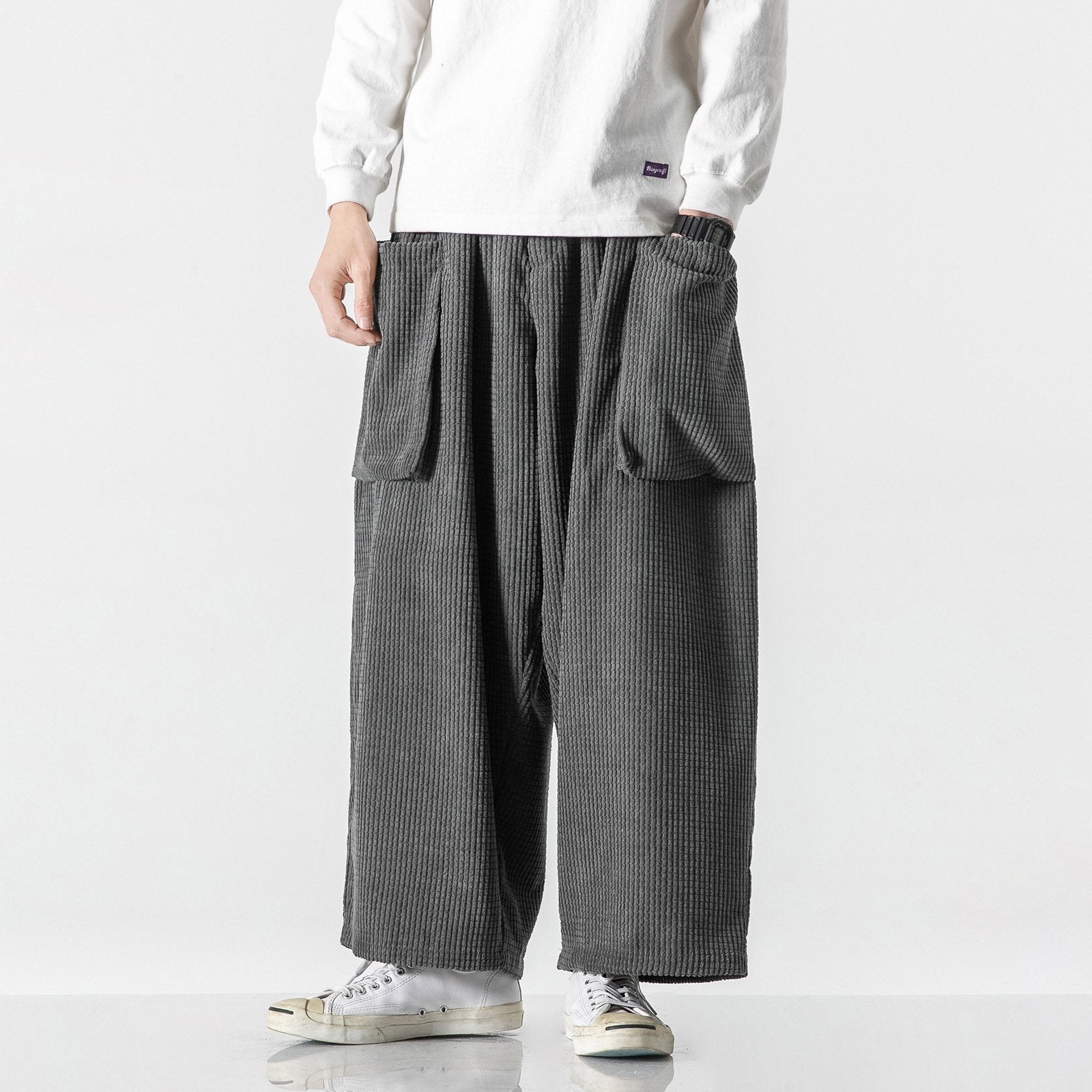 Men's Loose Fit Wide Leg Corduroy Pants