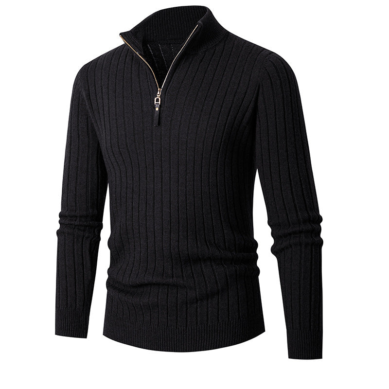 Men's Long-sleeved Half-turtleneck Zip Sweater