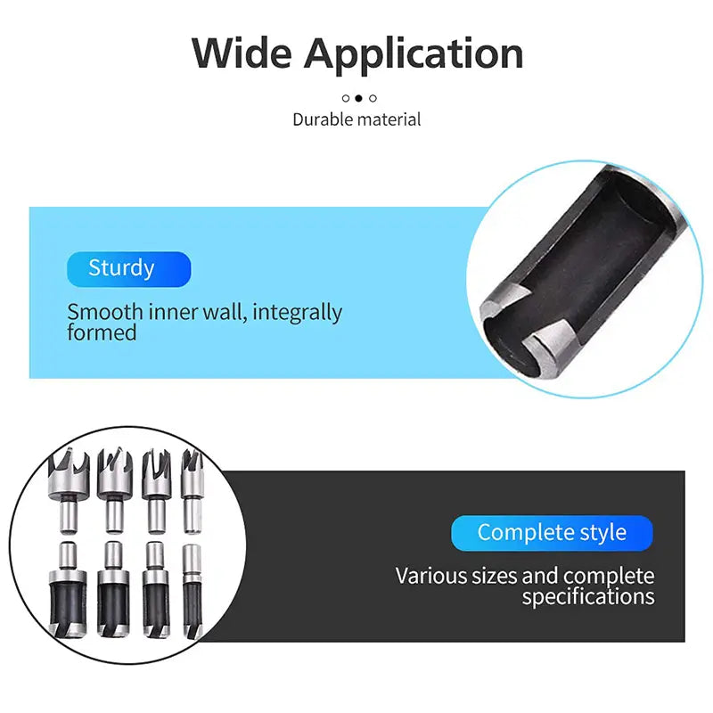 GOXAWEE 4pcs Wood Plug Cutter Drill Bit Set