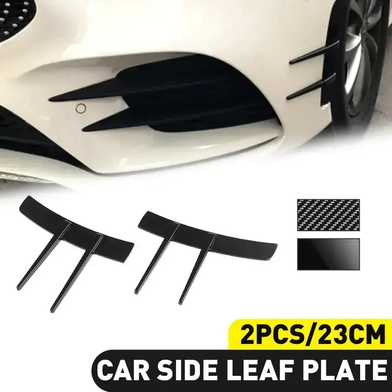 Black carbon fiber-style car side leaf plates, 23cm each.