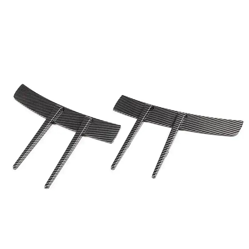 Black carbon fiber car hood scoop decals.