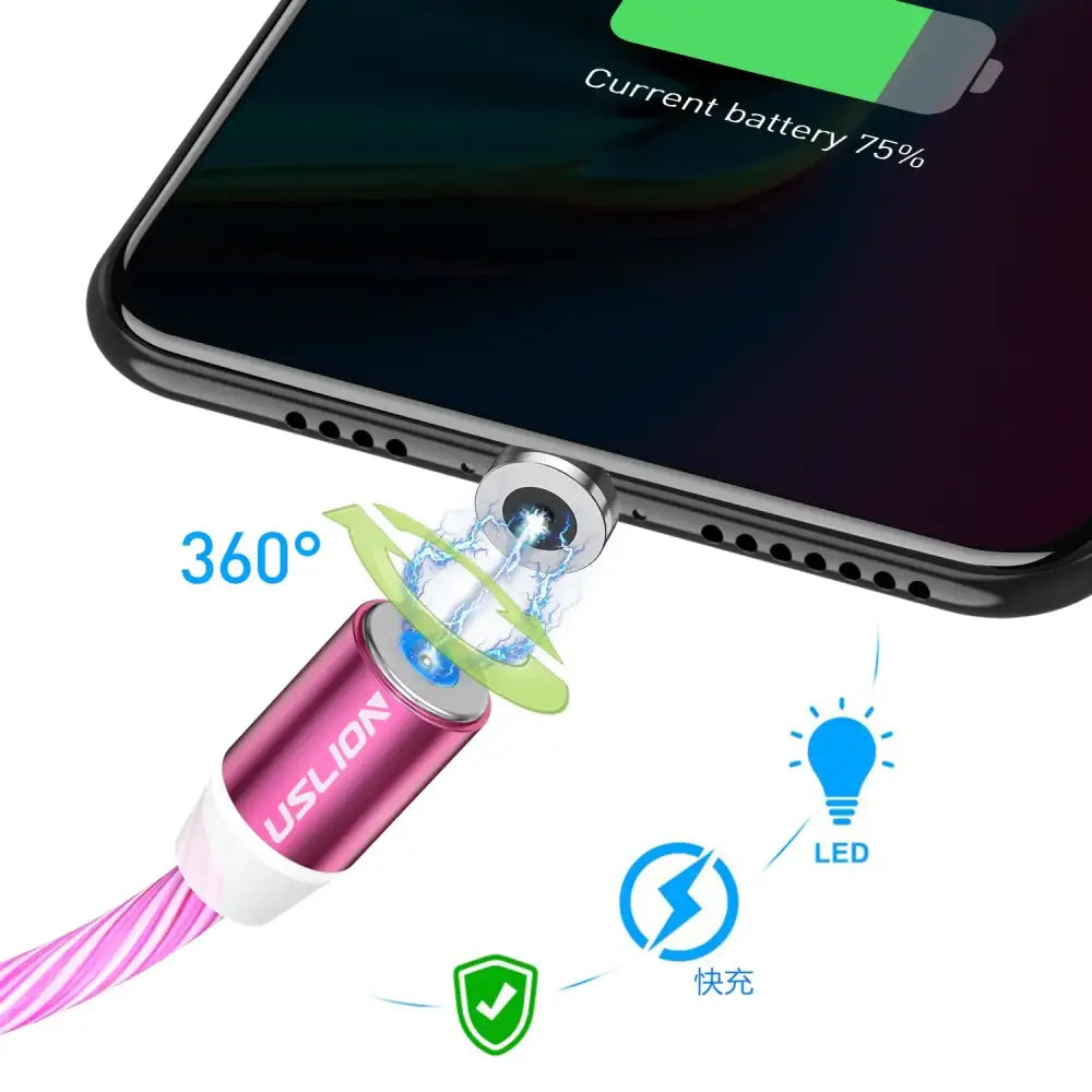 3-in-1 Magnetic Charging Data Cable with Color Flow