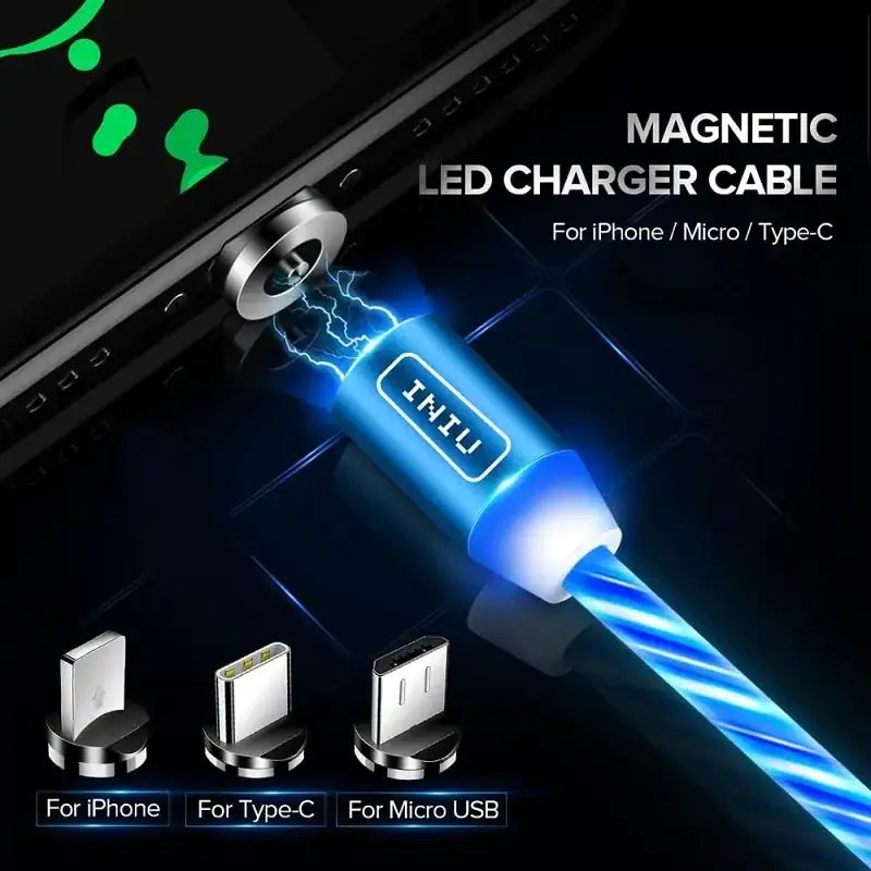 3-in-1 Magnetic Charging Data Cable with Color Flow