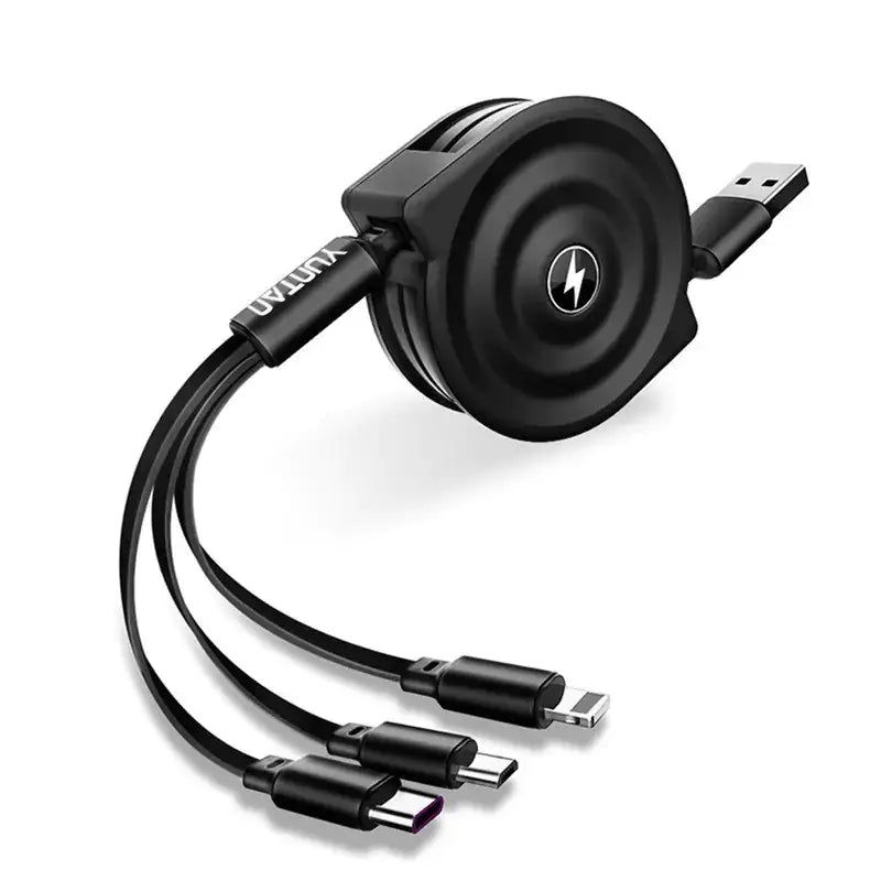 3-in-1 Retractable Fast Charging Data Cable (Type-C & Apple)